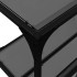 Mesa consola con superficie de vidrio negro acero