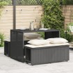 Set comedor de jardín 3 pzas con cojines ratán sintético negro
