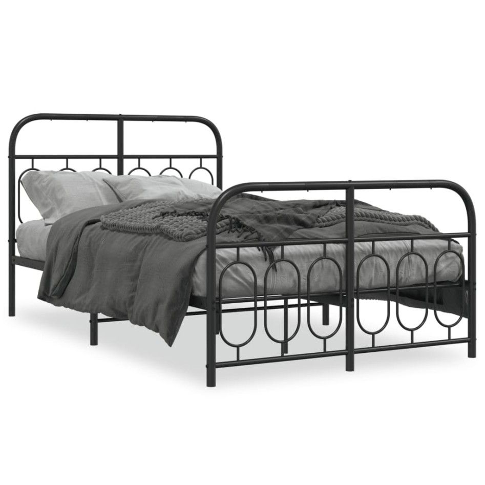 Estructura cama sin colchón con estribo metal negro 120x200