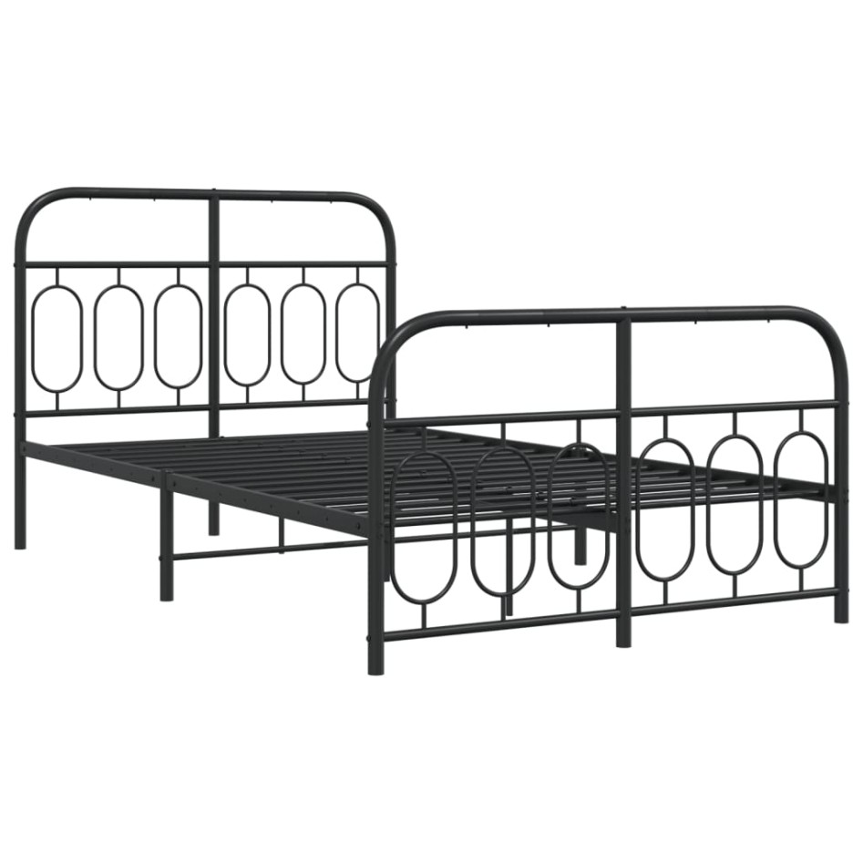 Estructura cama sin colchón con estribo metal negro 120x200