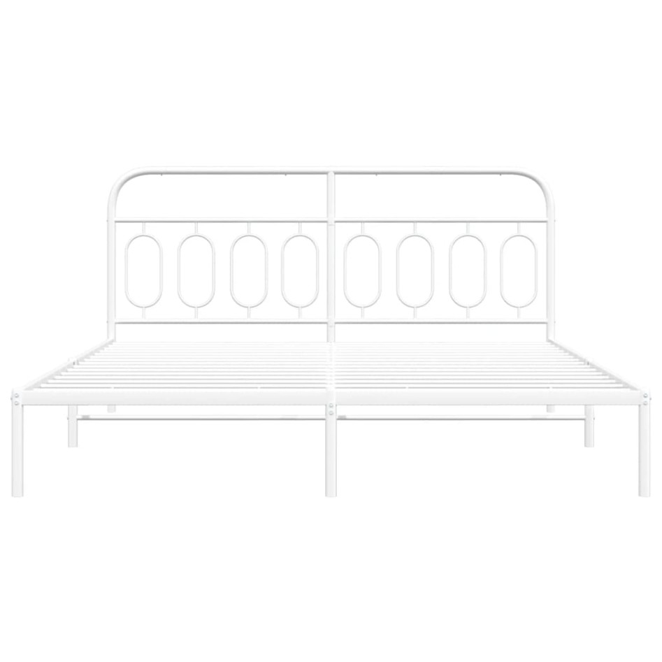 Estructura cama sin colchón con cabecero metal blanco