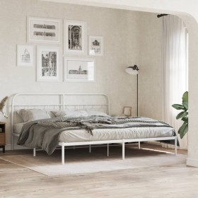 Estructura cama sin colchón con cabecero metal blanco