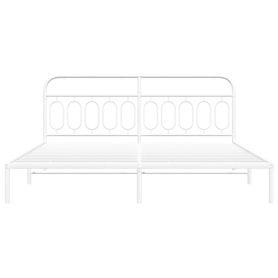 Estructura cama sin colchón con cabecero metal blanco