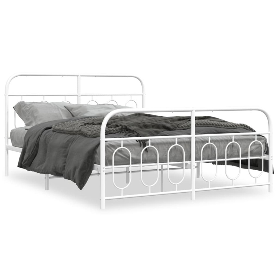 Estructura cama sin colchón con estribo metal blanco 140x190