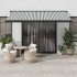 Toldo retráctil aluminio y tela gris antracita y blanco 4x3