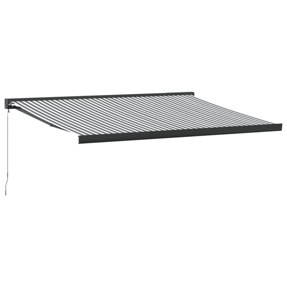 Toldo retráctil aluminio y tela gris antracita y blanco 4x3