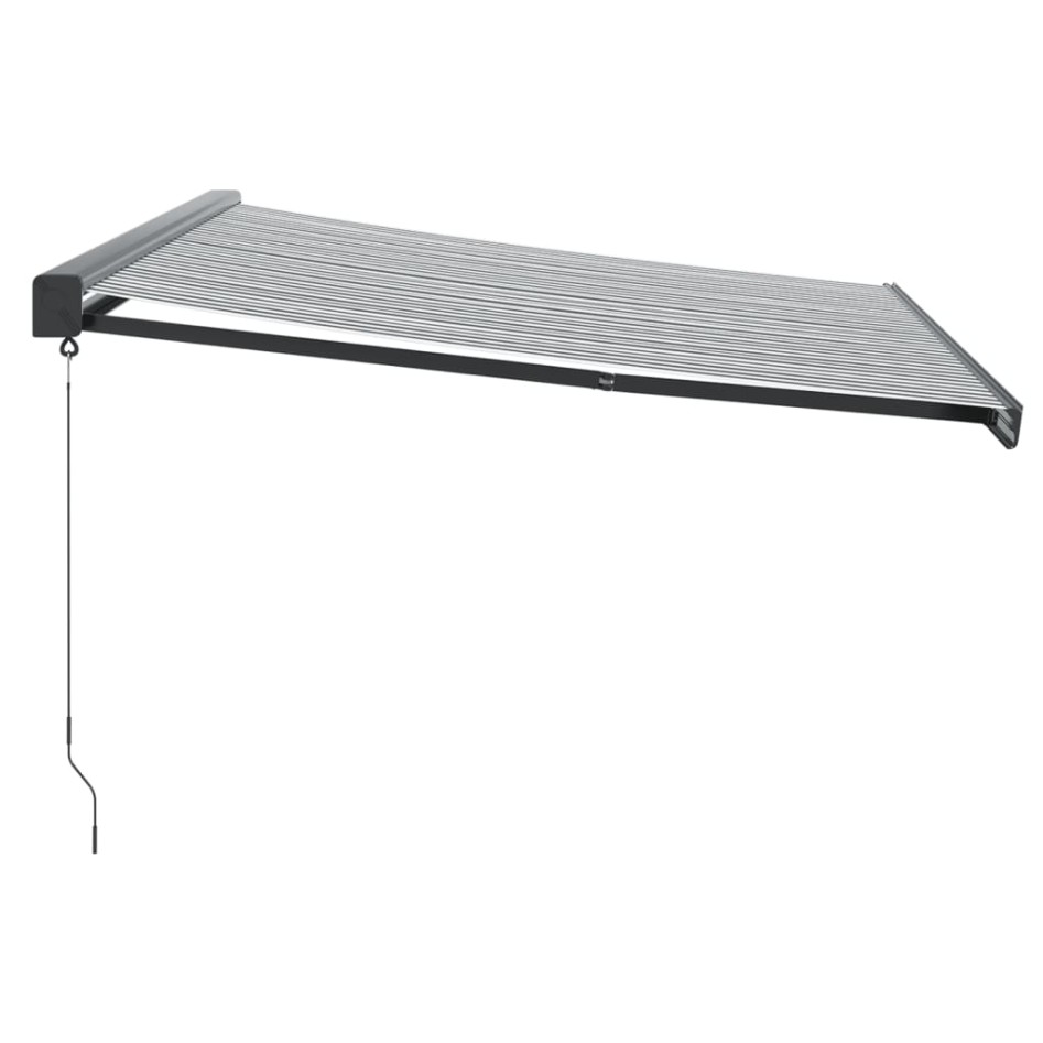 Toldo retráctil aluminio y tela gris antracita y blanco 4x3
