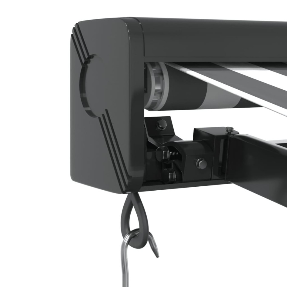 Toldo retráctil aluminio y tela gris antracita y blanco 4x3