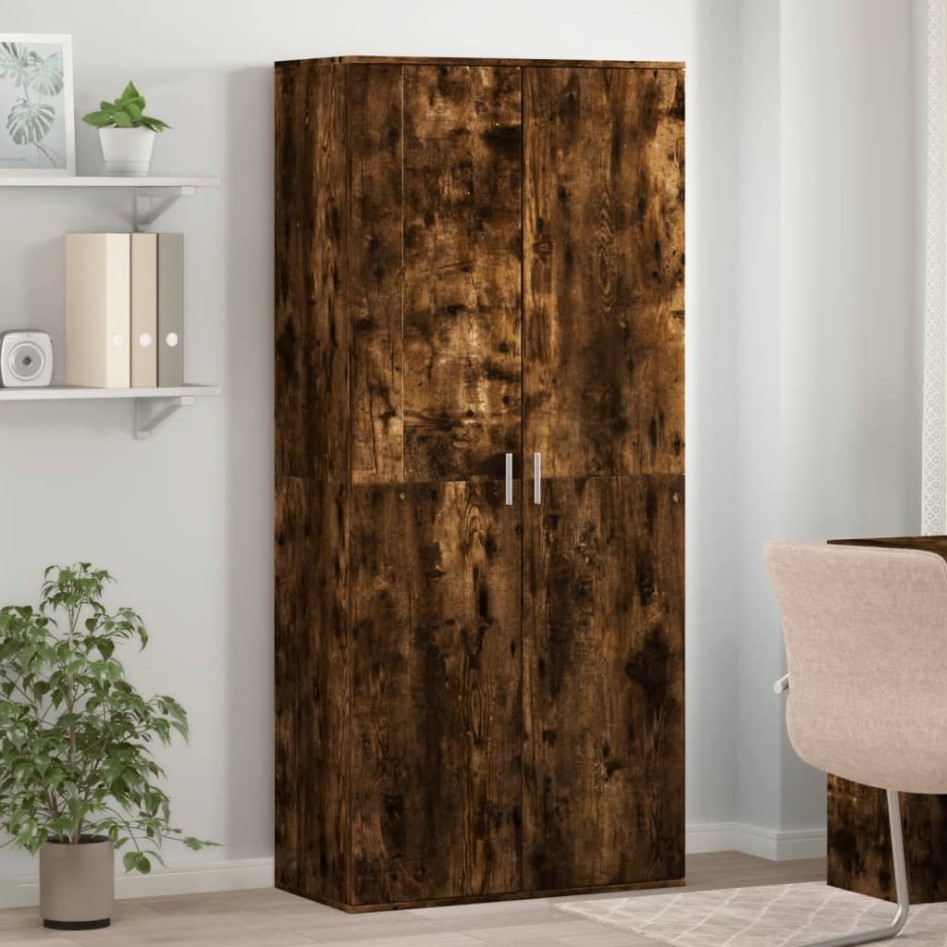 Mueble zapatero madera de ingeniería roble ahumado 80x39x178