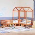 Set de cama y banco con techo madera de pino marrón 100x200