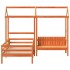 Set de cama y banco con techo madera de pino marrón 100x200