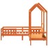 Set de cama y banco con techo madera de pino marrón 100x200