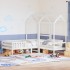 Set de cama y banco con techo madera de pino blanco 80x200