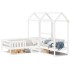 Set de cama y banco con techo madera de pino blanco 80x200