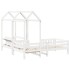 Set de cama y banco con techo madera de pino blanco 80x200