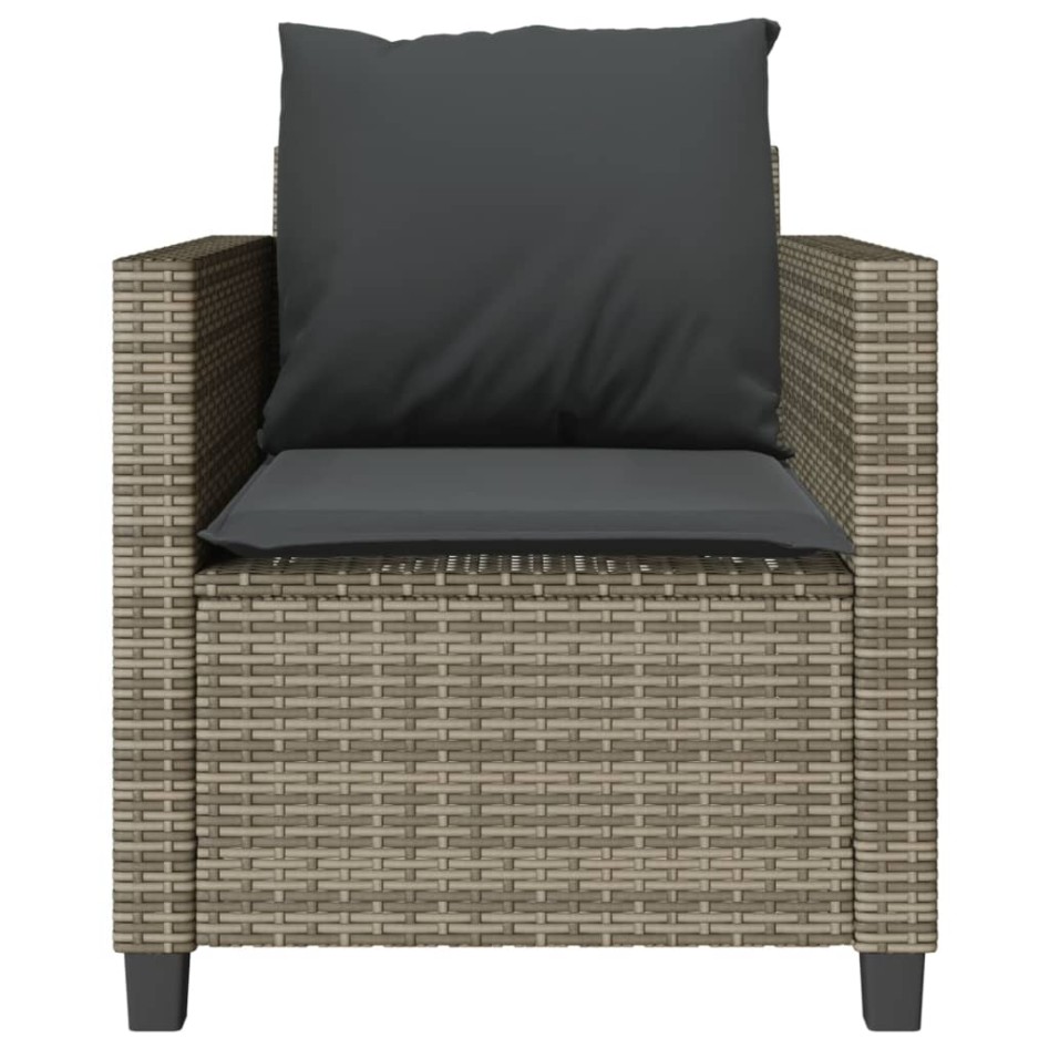 Sillas y mesita de jardín con cojines 3 piezas ratán PE