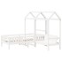 Set cama y banco con techo madera maciza pino blanco 75x190