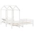 Set cama y banco con techo madera maciza pino blanco 75x190