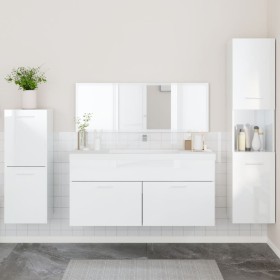 Juego muebles de baño 4 pzas madera contrachapada blanco