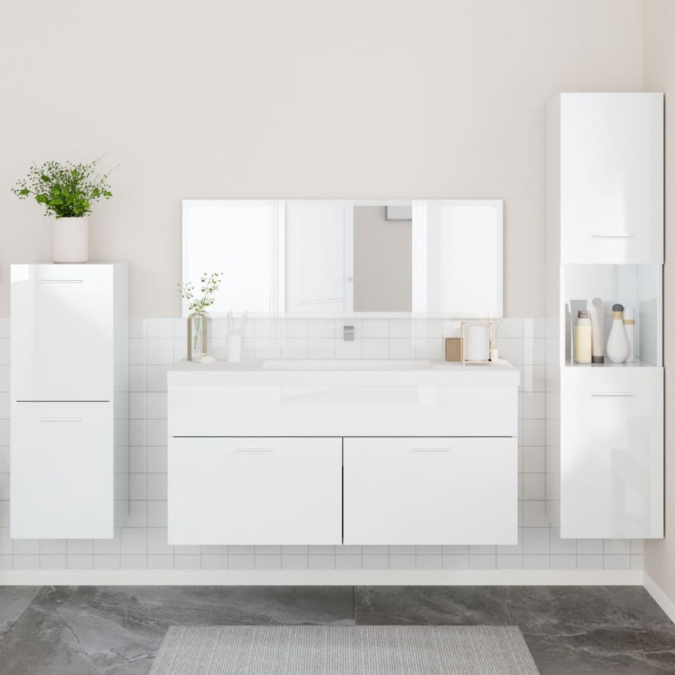 Juego muebles de baño 4 pzas madera contrachapada blanco