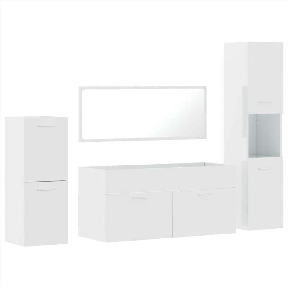 Juego muebles de baño 4 pzas madera contrachapada blanco