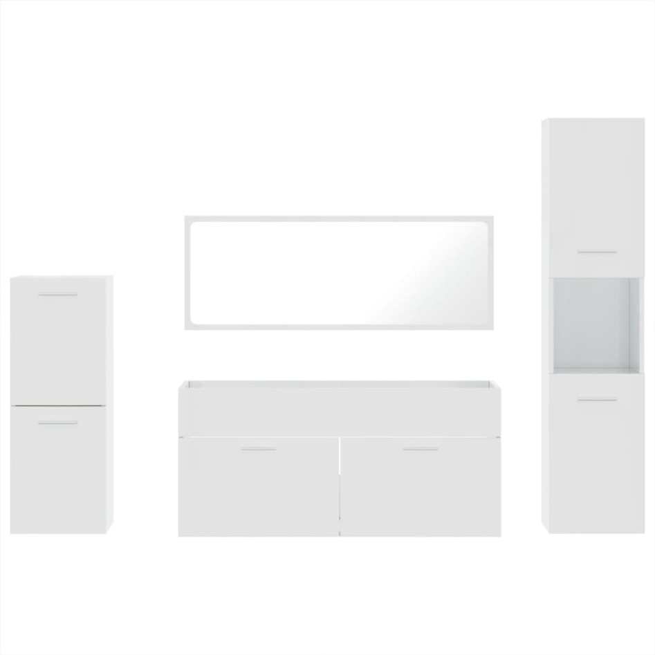 Juego muebles de baño 4 pzas madera contrachapada blanco