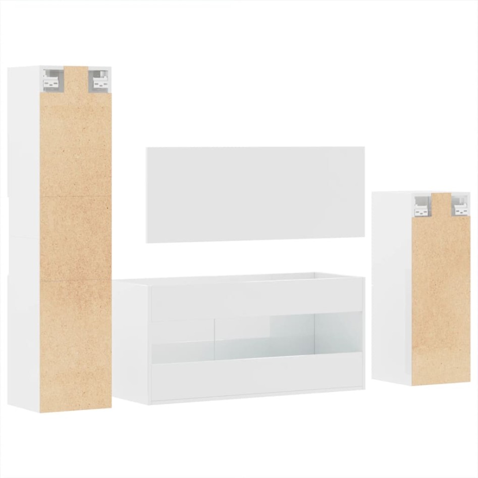 Juego muebles de baño 4 pzas madera contrachapada blanco