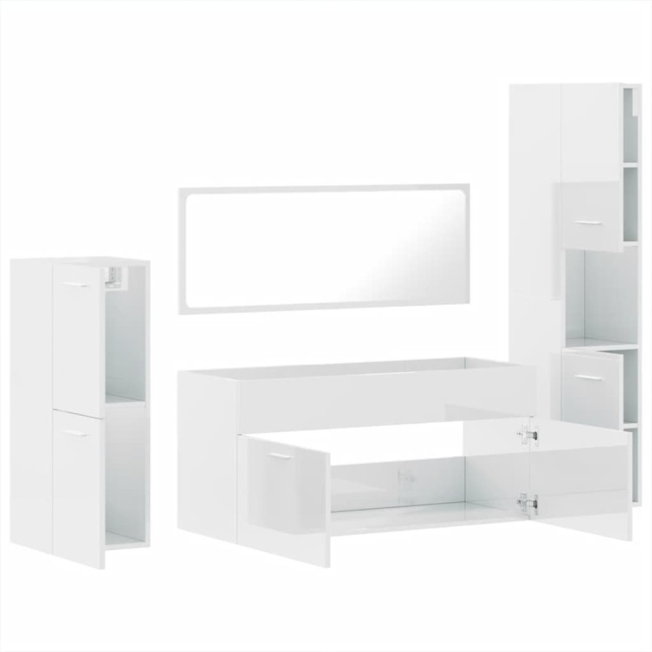 Juego muebles de baño 4 pzas madera contrachapada blanco