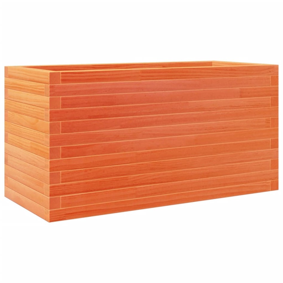 Jardinera de madera maciza de pino marrón cera 90x40x45,5