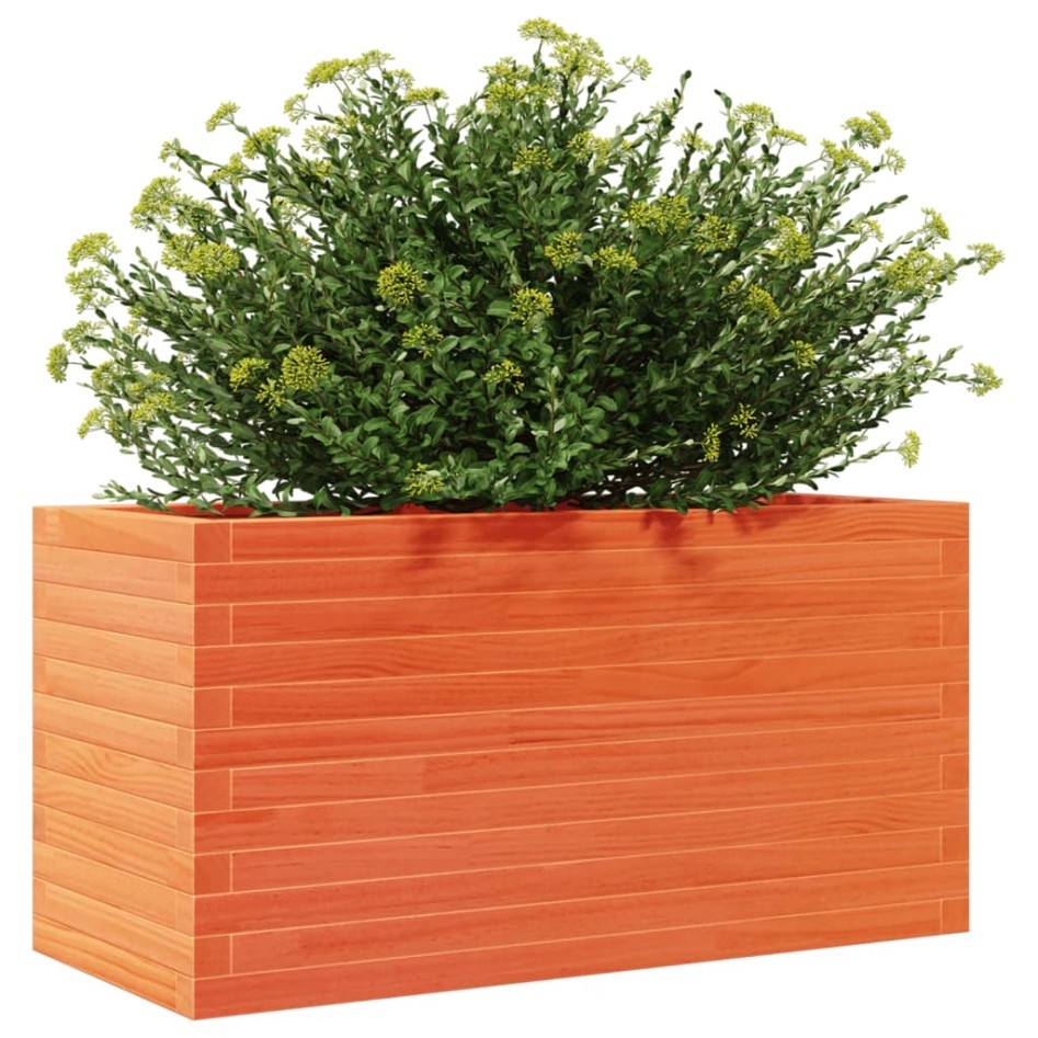 Jardinera de madera maciza de pino marrón cera 90x40x45,5