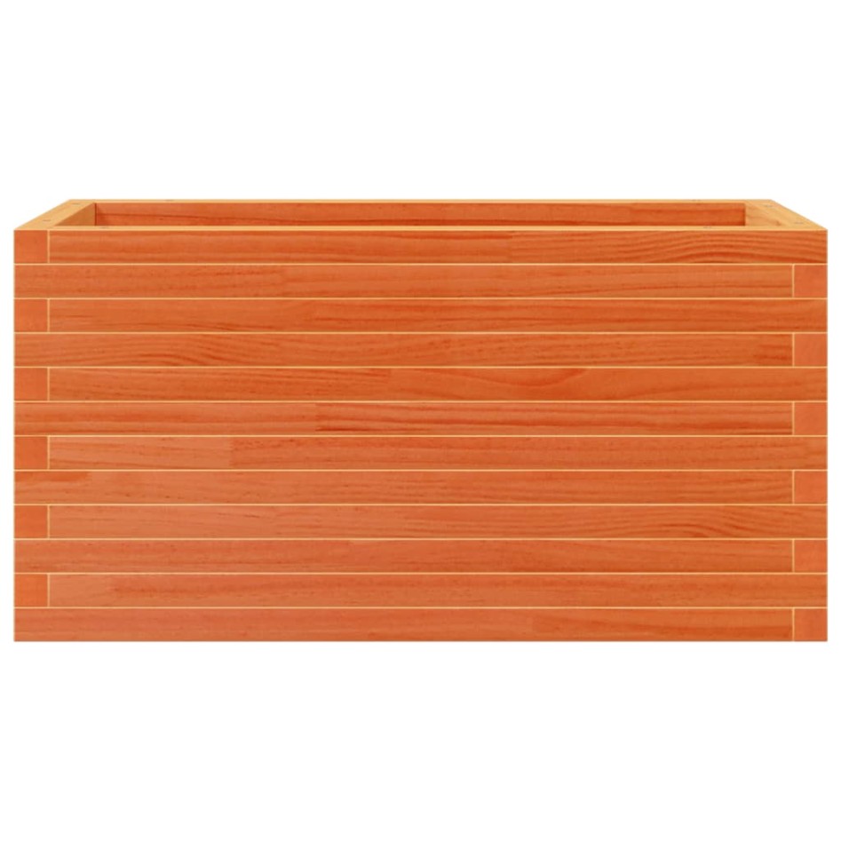 Jardinera de madera maciza de pino marrón cera 90x40x45,5