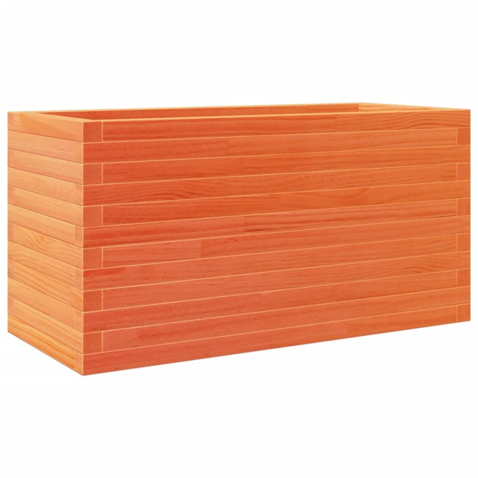 Jardinera de madera maciza de pino marrón cera 90x40x45,5
