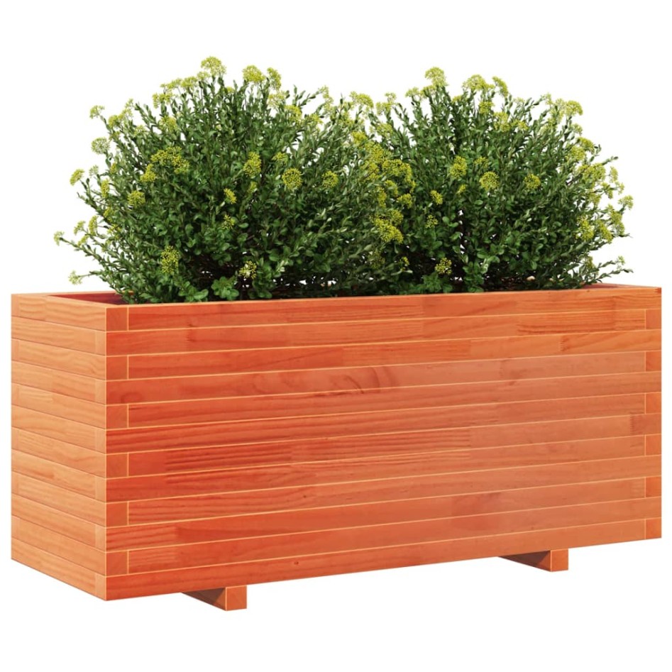 Jardinera madera maciza de pino marrón cera 110x40x49,5