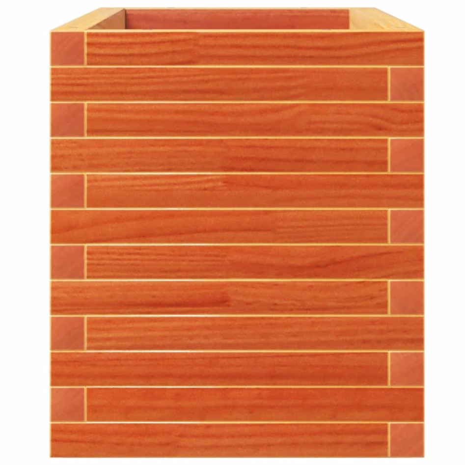 Jardinera madera maciza de pino marrón cera 110x40x49,5