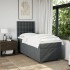 Cama box spring con colchón tela gris oscuro 90x200