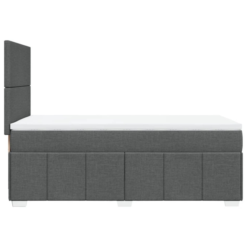 Cama box spring con colchón tela gris oscuro 90x200