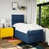 Cama box spring con colchón tela azul 90x200