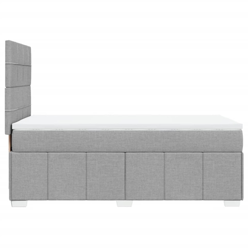 Cama box spring con colchón tela gris claro 90x200
