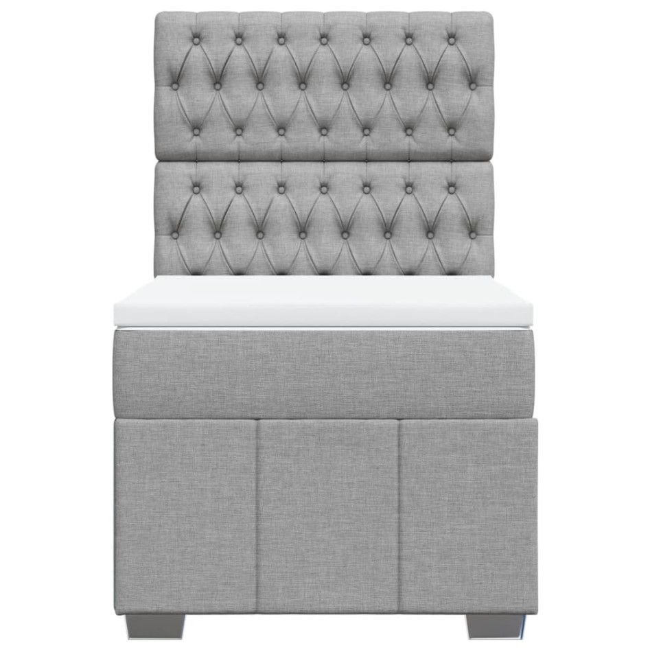Cama box spring con colchón tela gris claro 90x200