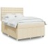 Cama box spring con colchón tela color crema 140x200