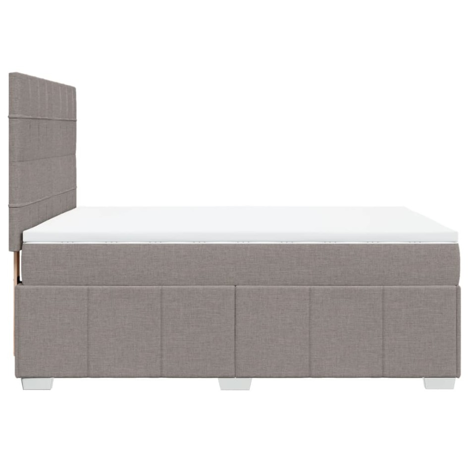 Cama box spring con colchón tela gris taupe 140x200
