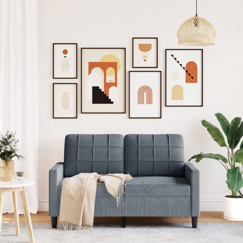 Sofá de 2 plazas de terciopelo gris oscuro 120