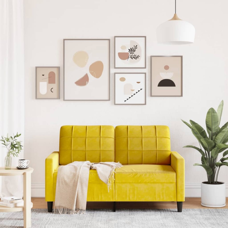Sofá de 2 plazas terciopelo amarillo 120