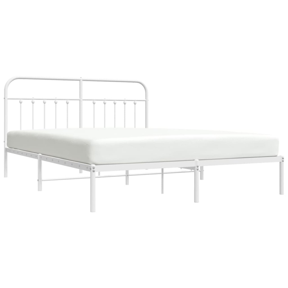 Estructura de cama con cabecero metal blanca 160x200