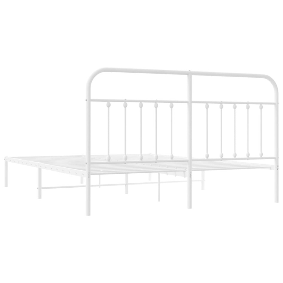 Estructura de cama con cabecero metal blanca 160x200
