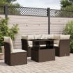 Set sofás de jardín 6 piezas y cojines ratán sintético marrón