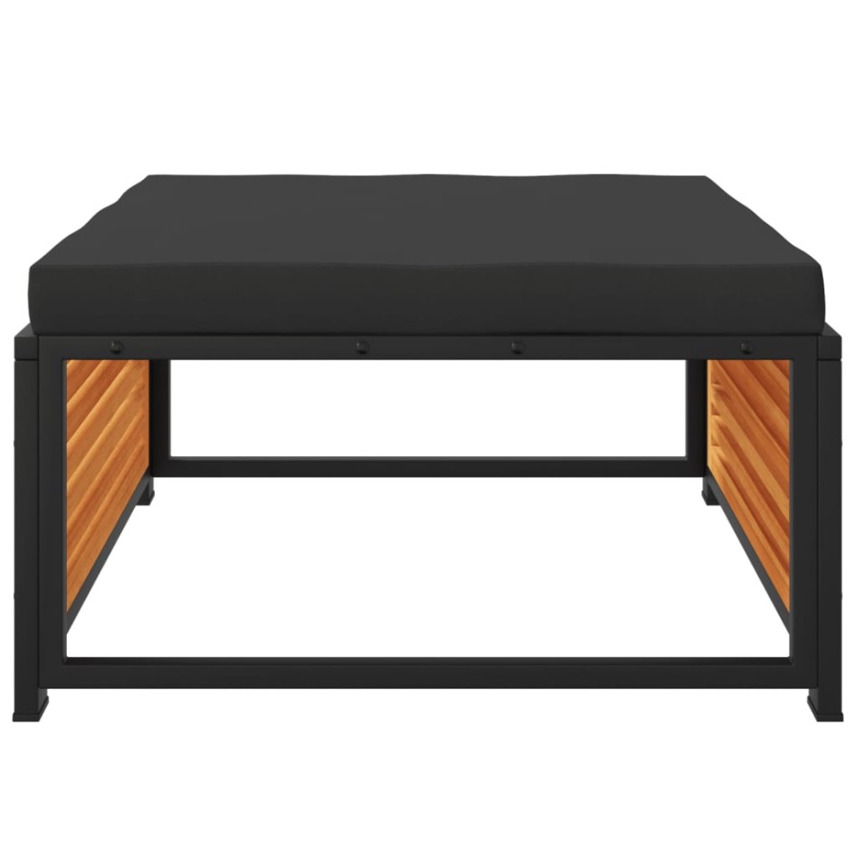 Taburete de jardín con cojín madera acacia 68x68x30