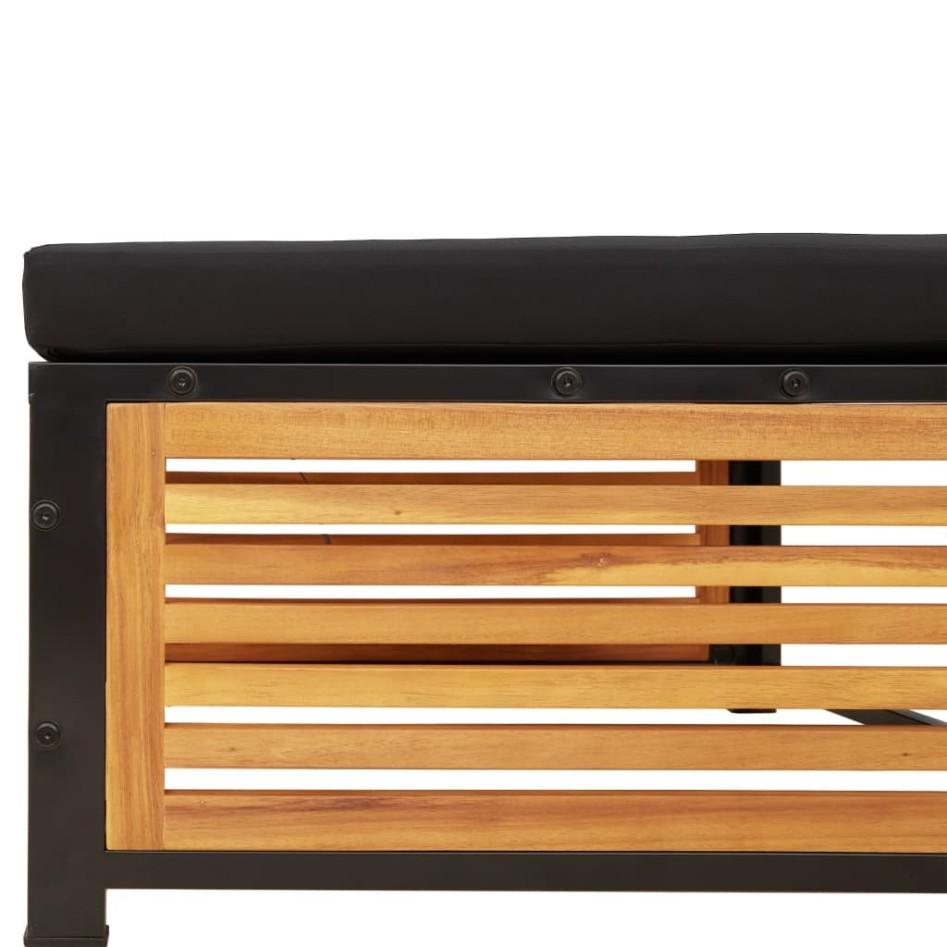 Taburete de jardín con cojín madera acacia 68x68x30