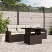 Set comedor de jardín 5 piezas y cojines ratán sintético marrón