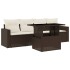 Set comedor de jardín 5 piezas y cojines ratán sintético